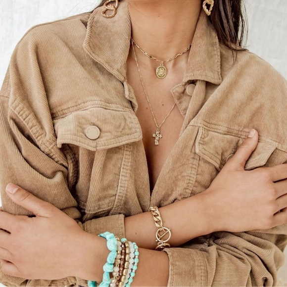 12th Tribe Nobody's Baby Brown Corduroy Crop Jacket - Picture 6 of 8